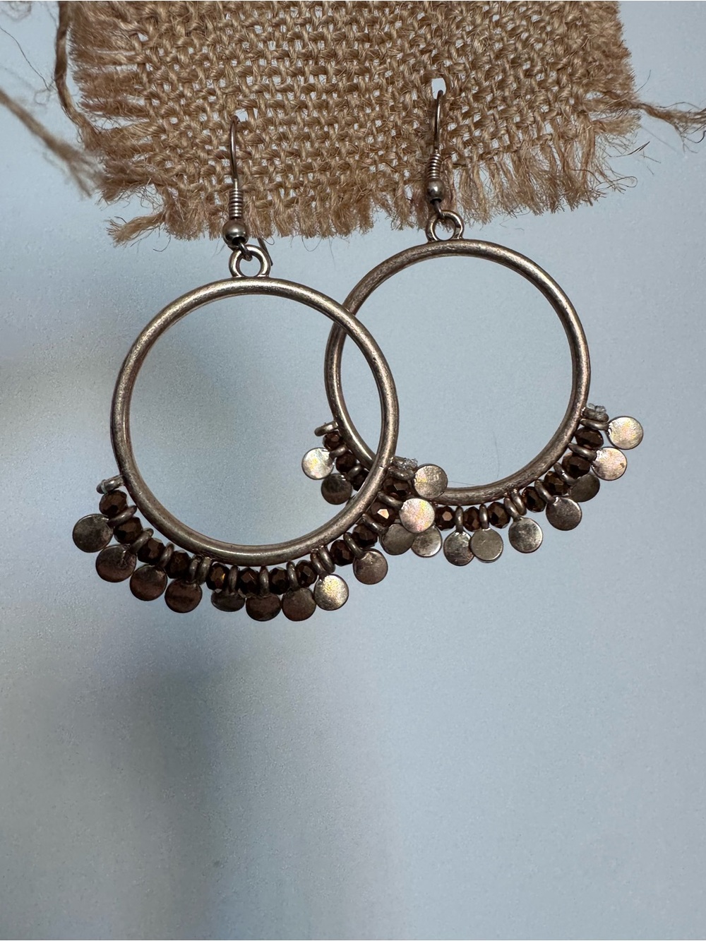 Francesca's Gold-Tone Hoop Earrings with Disc Dangles